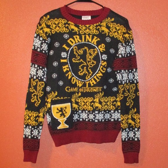 Game Of Thrones NEW Woman Small Black Red Yellow Warm Long Sleeve Sweater - Picture 1 of 10